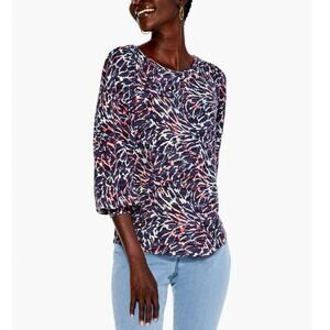 New Nic + Zoe Glowing Sunset Knit Top in Indigo Multi Women's Size M